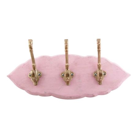 Pink Golden Small Wall Wooden Iron Hooks